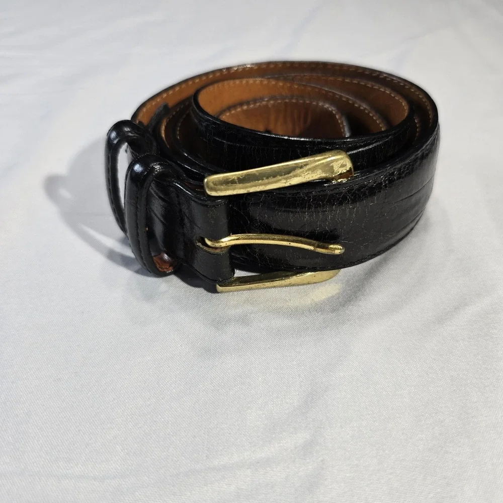 BRIGHTON EMBOSSED TEXTURED LEATHER BELT BROWN SOLID BRASS BUCKLE MEN SIZE 40